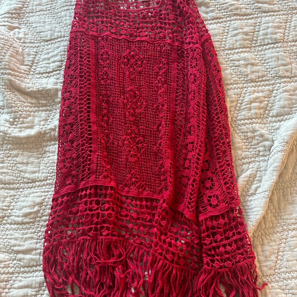 Red crochet coverup